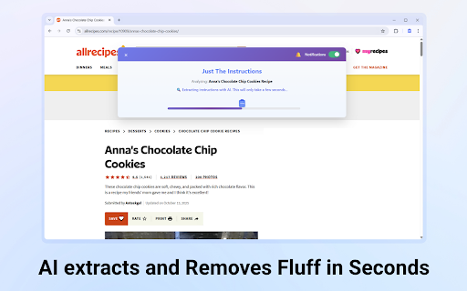 Just The Instructions — Extract Recipes & Tutorials Instantly :: One click to extract clean instructions from any page — no more scrolling through ads or life stories.