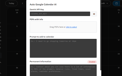 Google Calendar AI :: Automatically create events in Google Calendar from PDFs or text with information using AI.