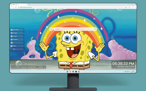 Spongebob Rainbow Live Wallpaper :: Cheerful SpongeBob celebrating with rainbow backdrop in underwater Bikini Bottom paradise.