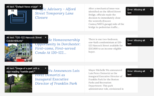 Review Alt Text - v4build :: Displays the alt text for all images on a webpage to aid in accessibility testing.