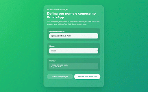 WPP NOME COMERCIAL :: Adiciona automaticamente seu nome em negrito no início das mensagens do WhatsApp Web.
