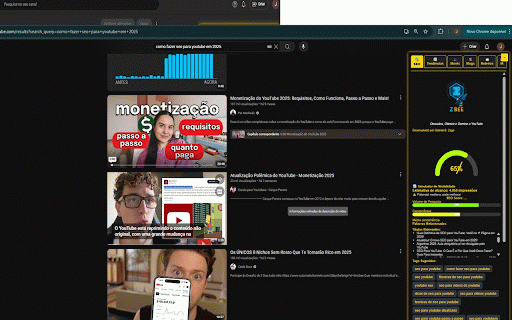 Zbee - SEO Analyzer for YouTube :: Mostra um painel SEO com volume, concorrência e score nas buscas do YouTube.