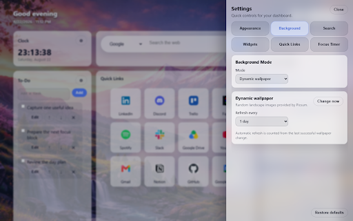 Arax - New Tab Dashboard :: A fast, customizable new tab dashboard with shortcuts, widgets, weather, and beautiful backgrounds.