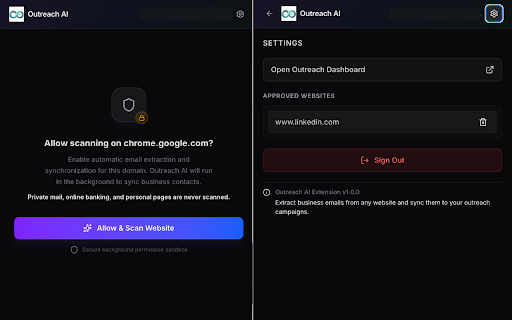 Outreach AI — Email Extractor :: Extract business emails from any website and send them to your Outreach AI dashboard for personalized cold outreach campaigns.