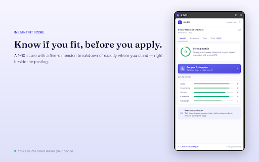 JobFit :: JobFit — instant resume-to-job fit scoring, right on the job page