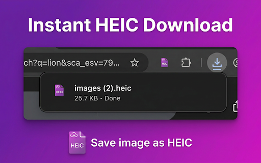 Save image as HEIC :: Convert any image to HEIC with one right-click. Smaller files, same quality — instant local conversion, no uploads.