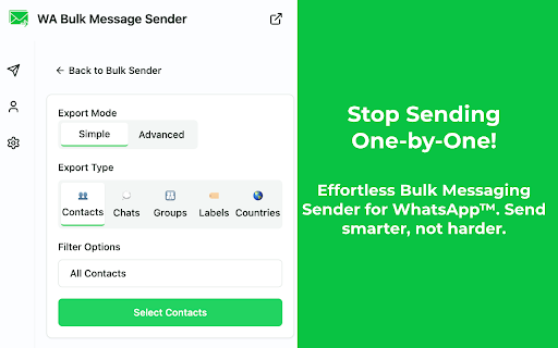WhatsApp™ Bulk Message Sender - ExtBoost :: 🚀 Send Bulk WhatsApp™ messages (Text, Media) to Contacts, Groups, & Unsaved Numbers. Easy & Reliable WhatsApp™ Sender
