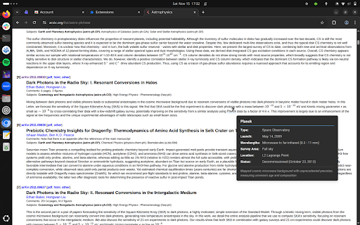 Hoverscope :: Hover over telescope and satellite names on arXiv to see key specifications