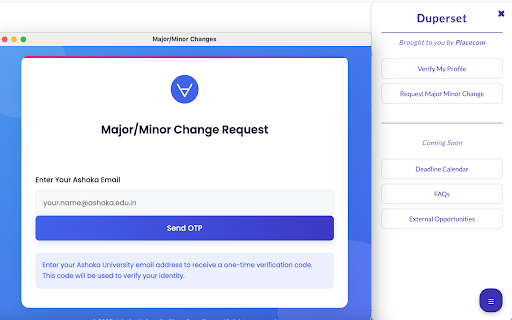 Duperset :: An extension to enhance Superset functionality for Ashoka University's internal use by students for placement processes.