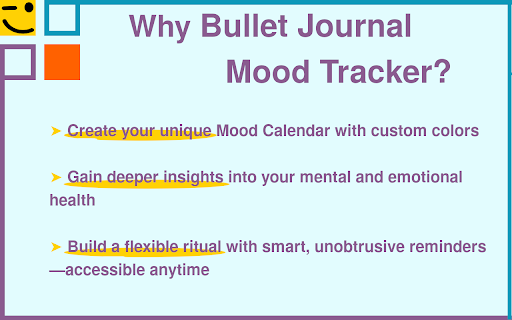 Bullet Journal Mood Tracker :: Track your daily mood with just one click! Customize mood colors, analyze trends, reflect on your emotional patterns effortlessly.
