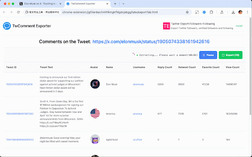 Export Twitter Comments :: Export all tweet comments to a CSV file with one click.