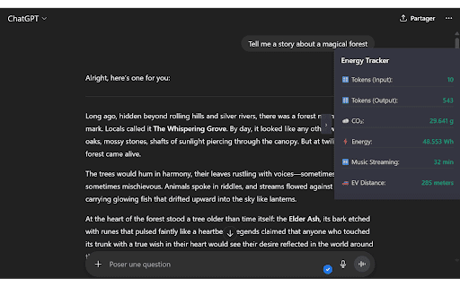 ChatGPT Energy Tracker :: Track and display energy consumption and carbon footprint of ChatGPT conversations