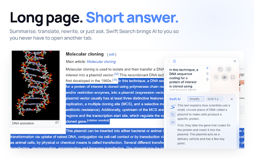 Swift Search :: Highlight text and instantly search it across your favorite websites. Now with AI summary, PDF support, and much more.