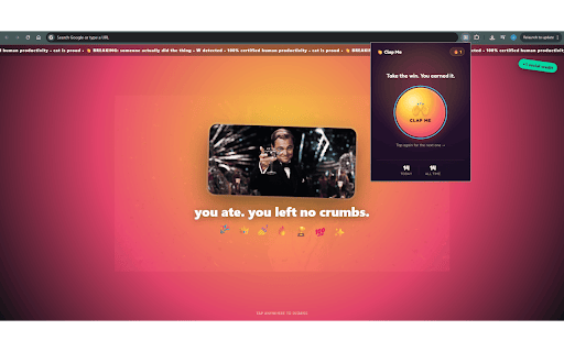 Clap Me — Celebrate Every Task with Confetti, Cats & Applause 👏 :: One-click celebration with real applause, confetti, dancing cats & hype captions. Daily streak + lifetime counter included.