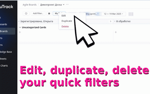 YouTrack Quick Filters Extended :: Quick filters, import/export, and days-in-status tags for YouTrack Agile Boards.