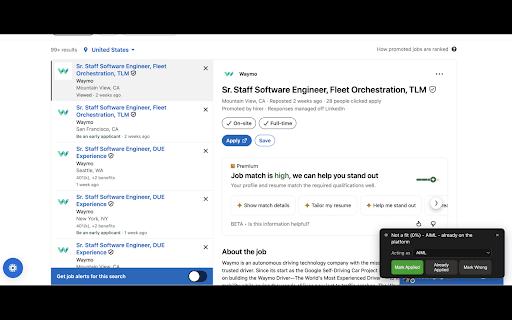 TKVION Hunter :: Instant job-fit verdict on postings, auto-fills applications from your resume, tracks Applied/Wrong status.