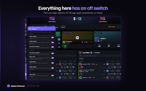 Esplay Enhancer :: Esplay Enhancer förbättrar esplay.com med extra UI-komponenter och bättre datavisualisering för en smidigare användarupplevelse.