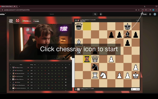 chessray :: Chess companion that draws and updates top moves + an eval bar on any chess video or stream as it plays. No manual scans.