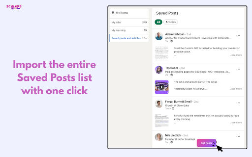 Scoops :: Save, search, and organize your LinkedIn saved posts.