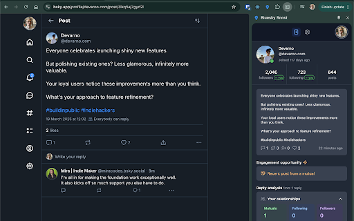 Bluesky Boost :: Bluesky Boost is a side panel extension which enhances and enriches your bsky.app experience