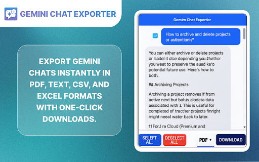 Gemini Chat Exporter :: Use this extension to export Gemini chats in PDF, Text, CSV, and Excel formats instantly.