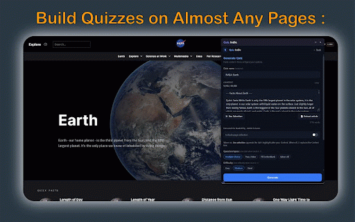 Quiz Indie - Quiz and Flashcard Generator for Webpages :: Generate quizzes, flashcards, and AI summaries on any html text webpage in seconds!