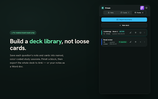 Kreen :: Study companion with grounded study notes, figures, and Anki cards from your practice questions.
