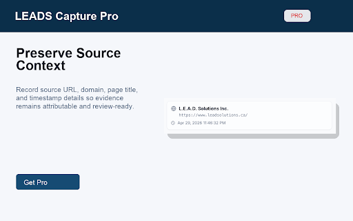 LEADS Capture Pro™ :: Enterprise-grade evidence capture for investigators.
