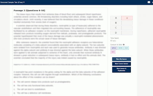 MCAT Prep Review Mode :: Hides answers and explanations on the AAMC MCAT review pages so you can rework questions independently.