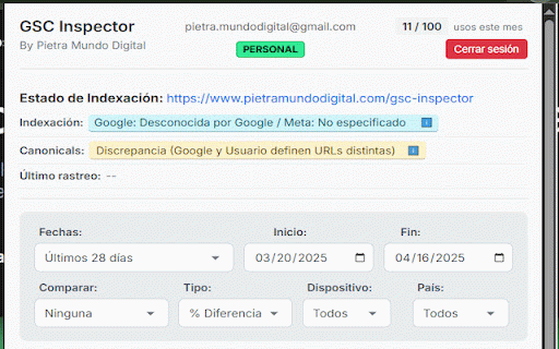 GSC Inspector (SEO Tool) :: Shows GSC data and indexing status for the current page.