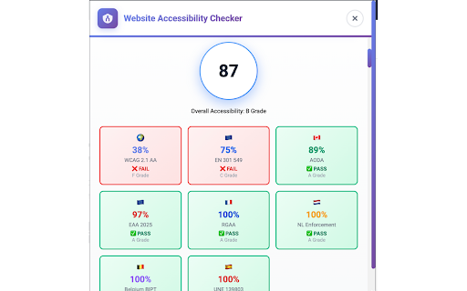 Website Accessibility Checker :: Comprehensive accessibility checker for WCAG 2.1/2.2, Section 508, EN 301 549, ADA, AODA, and 9 EU standards including EAA 2025