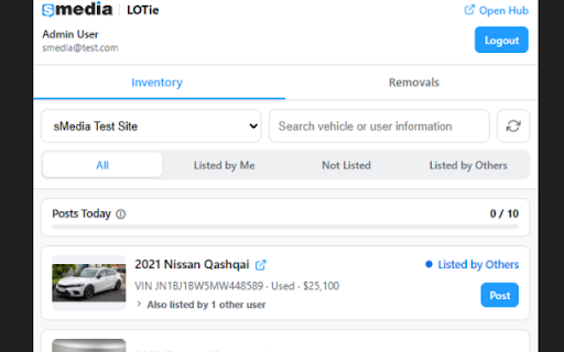sMedia LOTie :: Chrome extension that helps dealership salespeople post sMedia Hub inventory to Facebook Marketplace.