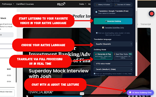 Video Translator for Financial Edge Training :: AI voice dubbing for Financial Edge Training courses. Hear finance lectures in your language — 50+ languages, works in your browser.