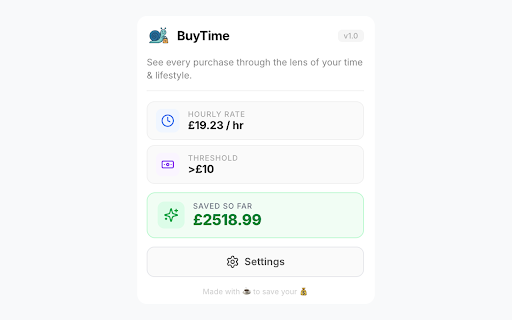 BuyTime – Think Before You Spend :: See every purchase in pints, takeouts & work hours. Add a cooling-off timer so impulse buys don't stand a chance.