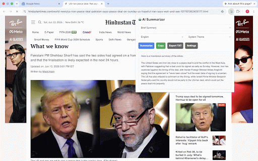 AI Summarizer :: AI Summarizer is a lightweight Chrome extension that helps users quickly understand articles and webpages using AI-powered…