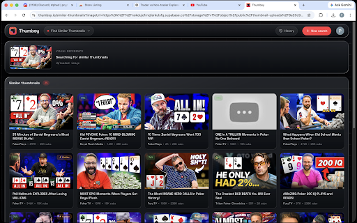 Thumbsy :: Thumbsy is the thumbnail research and production tool built for YouTube creators who take design seriously.
Hover any video on…