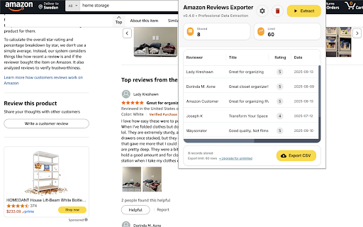 Amazon Reviews Exporter :: Extract reviews from the current Amazon product reviews page and export to CSV.