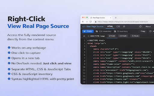 Real Page Source :: View the fully rendered source code of any webpage, the live source after all JavaScript has executed.