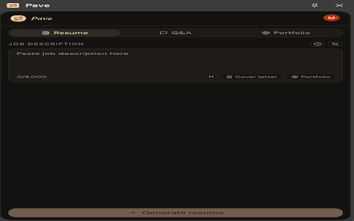 Pave :: Generate tailored resumes, answer application questions, and create portfolio links — right from any job posting.