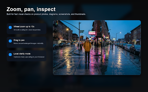 AI Image Upscaler & Zoom – Click Image Zoom :: Local AI image upscaler for web images with shortcut zoom, pan, and 4x enhancement.