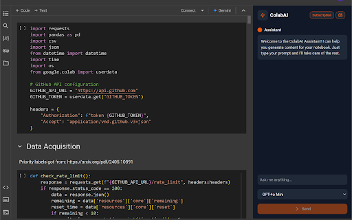 ColabAI :: Open-source AI assistant for Google Colab with direct integration for OpenAI, Google, and DeepSeek models.