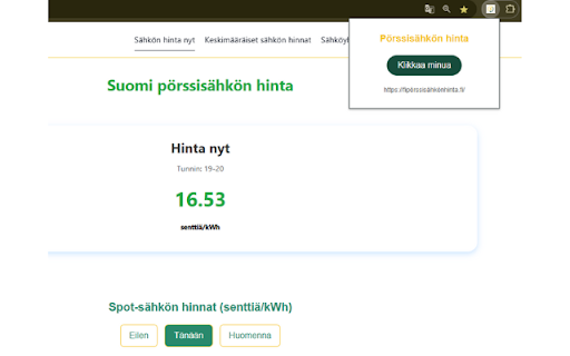 Sähkön hinta nyt :: Seuraa ajankohtaisia sähkön hintoja Suomessa suoraan selaimesta.