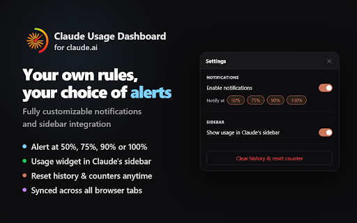 Claude Usage Dashboard :: Your Claude usage, always visible. Tracks session & weekly limits, per-model quotas, and an activity heatmap to pace yourself.