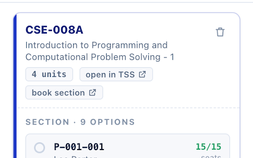 TritonPlan :: Passively visualize UCSD Triton Student System (TSS) courses you browse on a calendar planner. Read-only: no extra server traffic.