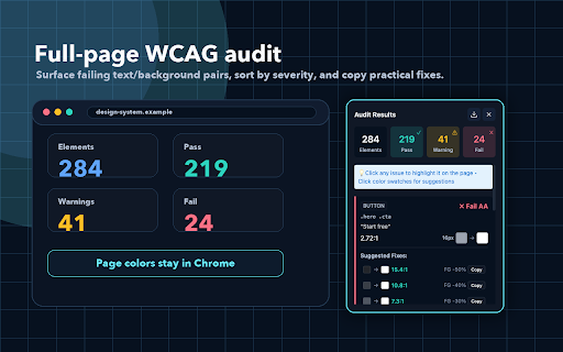Blind-Spot Pro – WCAG Contrast Checker :: Local-first WCAG contrast audits, color suggestions, visual simulation, and export tools for designers and developers.