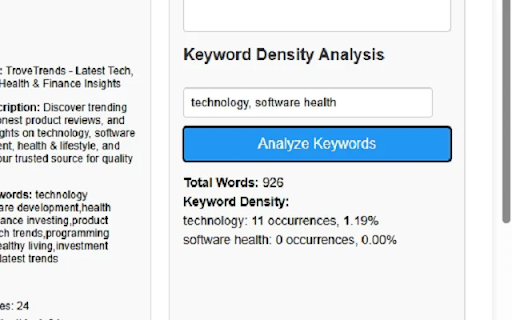 SEO Assistant :: Analyze webpages for SEO metrics.