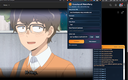 Crunchyroll WatchParty :: Create watch parties on Crunchyroll with synced playback, chat, and event logs.