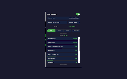 Site Blocker :: Block distracting websites with a simple toggle