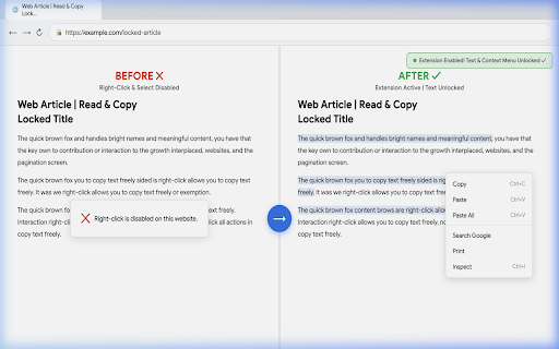 Simple Allow Copy :: 🔓 Free & Fast — Enable right-click, copy, paste & text selection on any website. One-click, no data collected!