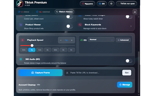 Pro Tools for TikTok™ :: Auto-scroll, background play, speed control, 8-band EQ, volume normalizer, smart zoom, and tools for TikTok.